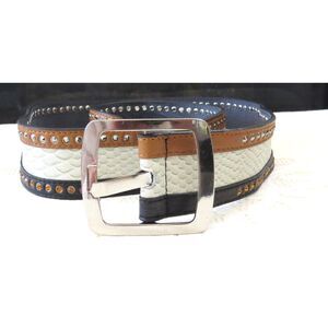 Vtg Blue Elegance Leather Belt with Rhinestones Medium  NWOT*